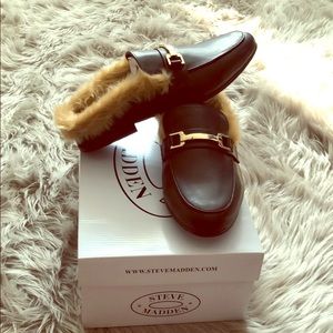 STEVE MADDEN FAUX FUR MULES